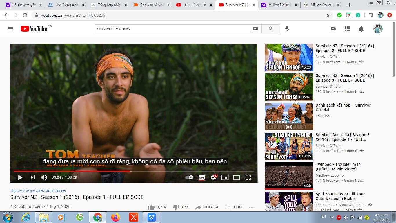 Survivor là một chương trình truyền hình thực tế giúp cải thiện khả năng tiếng Anh