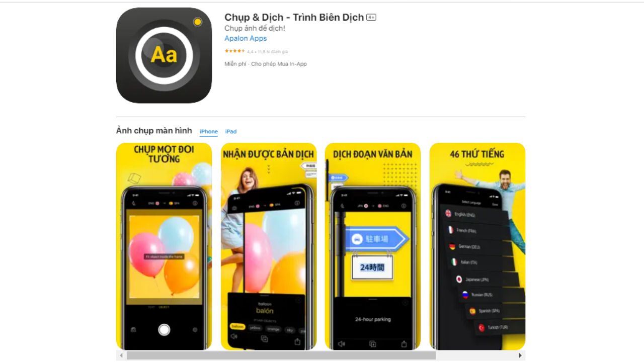 App dịch Tiếng Anh bằng hình ảnh